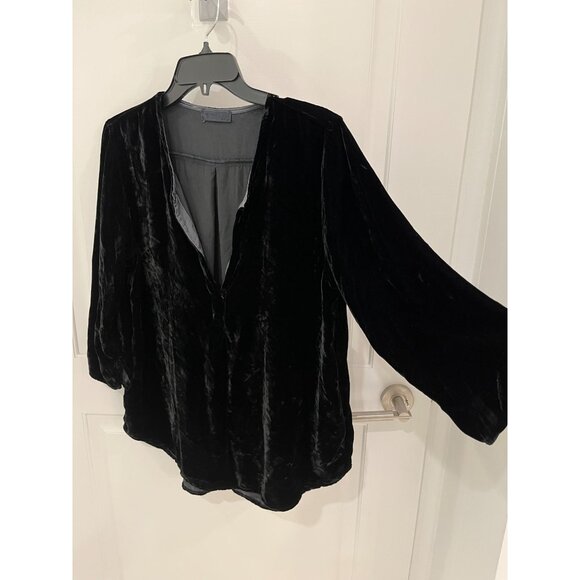 CP Shades Black Velvet Tunic Top Blouse MEDIUM Rayon Silk - Picture 3 of 7